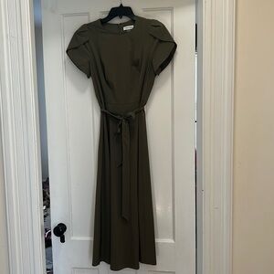 Olive green Calvin Klein dress.